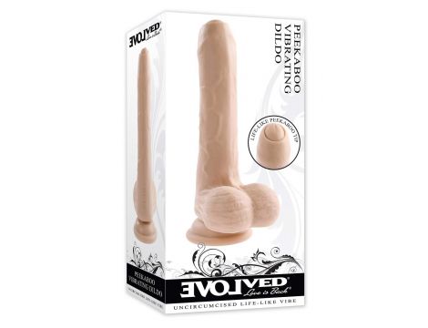 EVOLVED PEEK A BOO VIBRATING DILDO 8 INCH LIGHT - 5