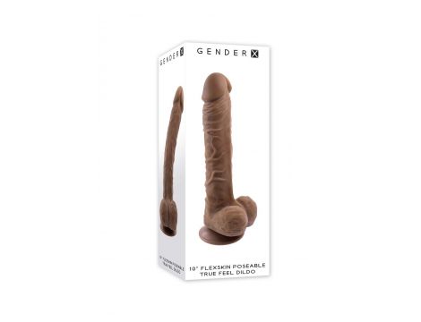 GENDER X 10 INCH 25 CM FLEXSKIN POSEABLE TRUE FEEL DILDO DARK - 4