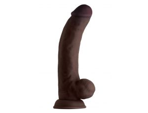 SHAFT MODEL C 9.5 INCH LIQUIDE SILICONE DONG WITH BALLS MAHOGANY
