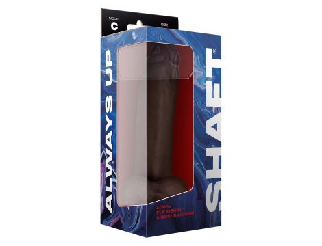 SHAFT MODEL C 9.5 INCH LIQUIDE SILICONE DONG WITH BALLS MAHOGANY - 2