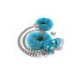 NIXIE METAL BUTT PLUG & FURRY HANDCUFF SET, MEDIUM,Â BLUE METALLIC - 4