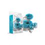 NIXIE METAL BUTT PLUG & FURRY HANDCUFF SET, MEDIUM,Â BLUE METALLIC - 2
