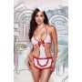 Kostium pielęgniarki Baci Lingerie biały z czerwonymi detalami i czapką - 2