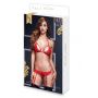 LACY BRA GARTER OPEN CROTCH PANTY 2P RED - 5