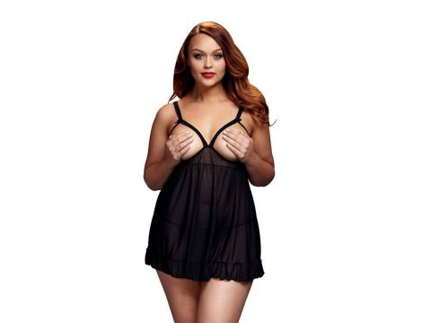 SHEER BABYDOLL W/OPEN CUP BRA PANT, XL - 4