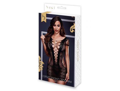 CORSET FRONT LACE MINI DRESS, OS - 5