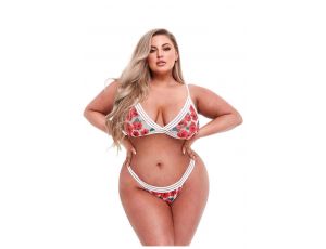WHITE FLORAL & LACE BRA SET, XL