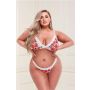 WHITE FLORAL & LACE BRA SET, XL - 3
