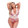 WHITE FLORAL & LACE TEDDY, XL - 3