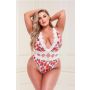 WHITE FLORAL & LACE TEDDY, XL - 2