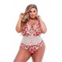 WHITE FLORAL & LACE TEDDY, XL - 2