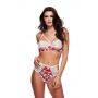 WHITE FLORAL & LACE BRA SET, S/M - 2