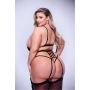 SEXY STRAPPY LACE TEDDY WITH GARTERS BLACK, QUEEN - 4
