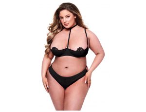 BACI 2PC SEXY QUARTER CUP BRA & GSTRING SET BLACK, QUEEN