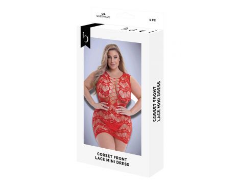 BACI CORSET FRONT LACE MINI DRESS RED, QUEEN - 3