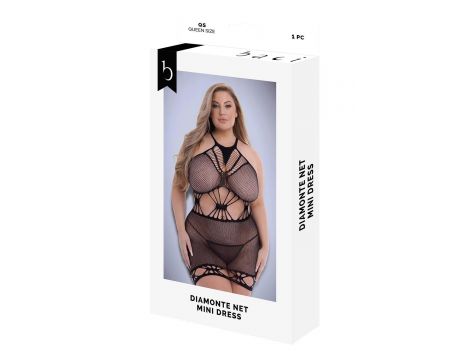BACI DIAMONTE NET MINI DRESS BLACK, QUEEN - 5