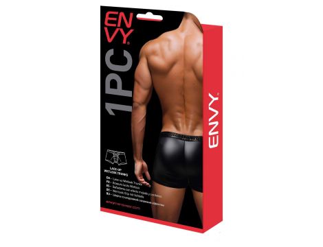 ENVY LACE-UP WETLOOK TRUNKS BLACK RED, L/XL - 4