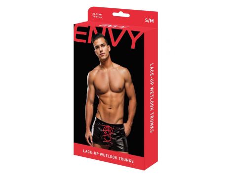 ENVY LACE-UP WETLOOK TRUNKS BLACK RED, L/XL - 5