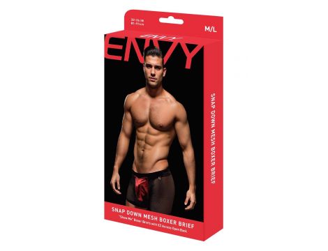 ENVY SNAP DOWN MESH BOXER BRIEF BLACK RED, S/M - 4