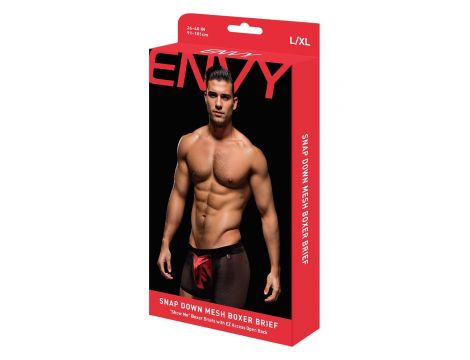 ENVY SNAP DOWN MESH BOXER BRIEF BLACK RED, S/M - 3