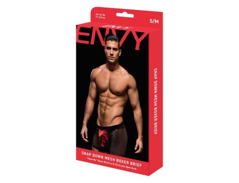 ENVY SNAP DOWN MESH BOXER BRIEF BLACK RED, S/M - 5