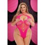 LAPDANCE FISHNET HALTER BODYSUIT -PINK, QUEEN - 2