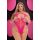 LAPDANCE FISHNET HALTER BODYSUIT -PINK, QUEEN