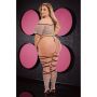 LAPDANCE 3 PCSS CROP TOP G-STRING & THIGH HIGH SET GREY, QUEEN - 3