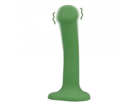 Małe wibrujące dildo silikonowe Loveline leśnozielone 16,5 cm - 3