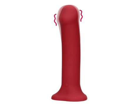 Duże wibrujące dildo silikonowe Loveline malinowy czerwony 20 cm