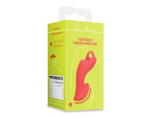 Mini wibrator na palec teksturowany Loveline czerwony 12 cm