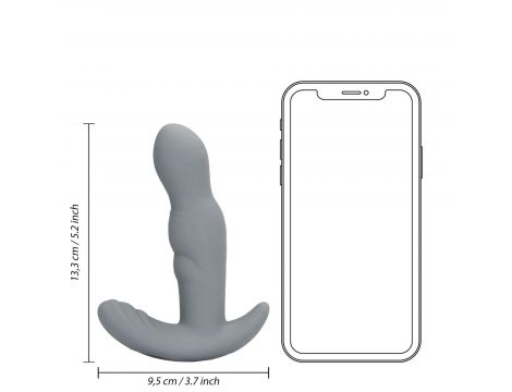 Silikonowy rotacyjny stymulator prostaty Loveline szary z pilotem 13 cm - 7