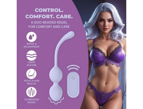 Kulki Kegla wibrujące Loveline lawendowe z pilotem 19 cm - 3