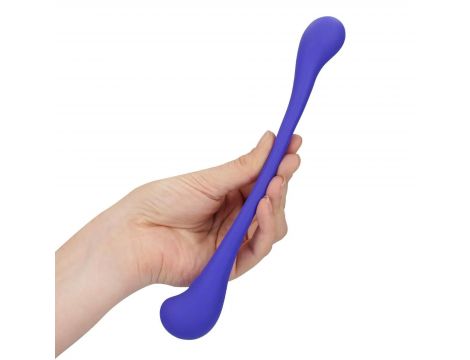 Dwustronny wibrator silikonowy giętki Loveline z pilotem fioletowy 23 cm - 8