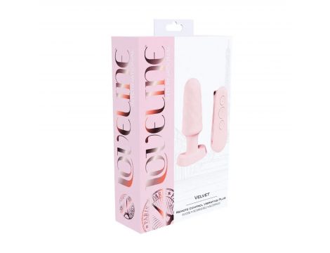 Plug analny wibrujący z pilotem Loveline Velvet różowy 9,8 cm - 3