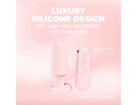 Plug analny wibrujący z pilotem Loveline Velvet różowy 9,8 cm - 6