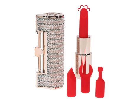 Angel - Lipstick Vibrator with 4 Attachments - Pink