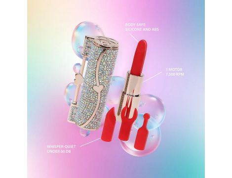Wibrator szminka Loveline Sparkle iridescent z nakładkami - 5