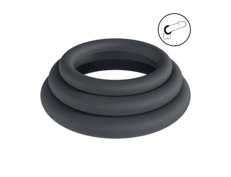 Zestaw 3 pierścieni Levelz silikonowy XS S M czarny - 3