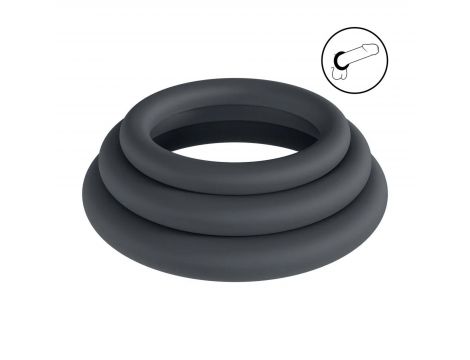 Zestaw 3 silikonowych pierścieni erekcyjnych Levelz L XL XXL czarny