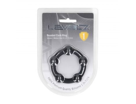 Pierścień erekcyjny silikonowy koralikowy Levelz czarny M 3,5cm - 2