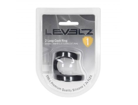 Pierścień erekcyjny dwupętlowy silikonowy Levelz czarny 4cm - 4