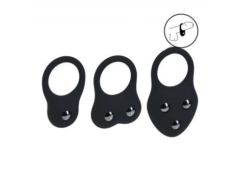 Zestaw obciążonych pierścieni erekcyjnych Levelz silikonowy S/M/L czarny - 3