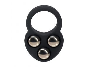 Liquid Silicone Triple Weighted Ball Cockring - Black