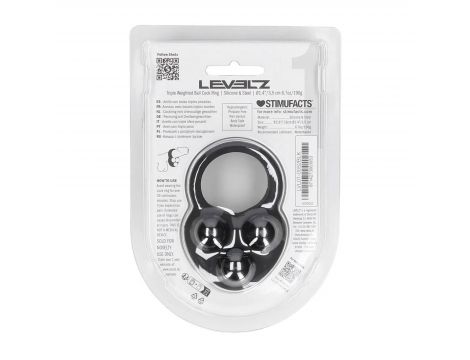 Liquid Silicone Triple Weighted Ball Cockring - Black - 4