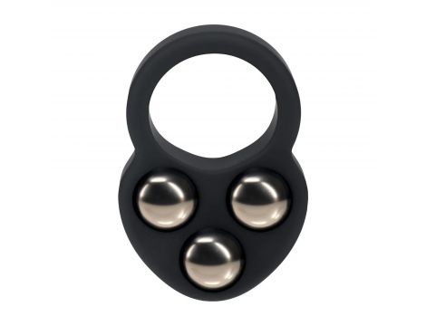 Liquid Silicone Triple Weighted Ball Cockring - Black