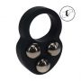 Liquid Silicone Triple Weighted Ball Cockring - Black - 3
