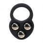 Liquid Silicone Triple Weighted Ball Cockring - Black - 2