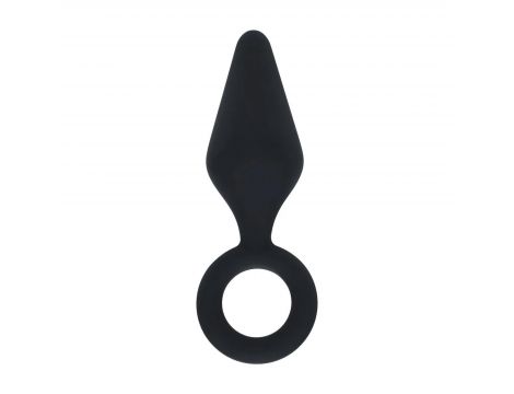 Korek analny silikonowy z pętlą Levelz S czarny 10cm - 2