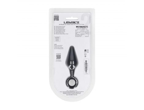 Korek analny silikonowy z pętlą Levelz S czarny 10cm - 3